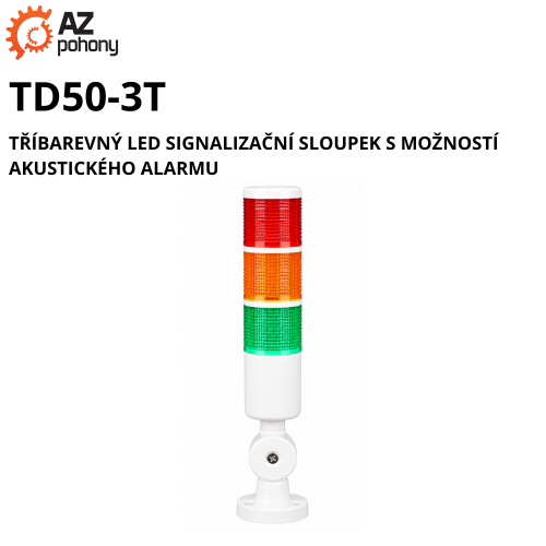 TD50-3T - tříbarevný LED signalizační sloupek s možností akustického alarmu